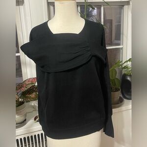 White + Warren Black Crewneck Long Sleeve Top